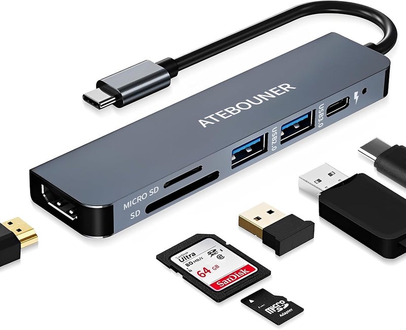 ATEBOUNER محول USB-C لماك بوك - محطة توصيل متعددة المنافذ مع HDMI لجهاز ماك بوك برو وأجهزة Thunderbolt - Image 1